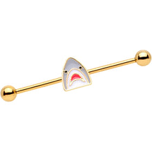 Load image into Gallery viewer, 14G Gold Tone Shark Attack Industrial Barbell 38mm