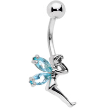 Load image into Gallery viewer, Clear Blue Gem Water Fairy Belly Ring Set of 3