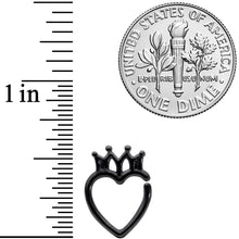 Load image into Gallery viewer, 16G 5/16 Black Royal Crown Heart Right Ear Closure Ring