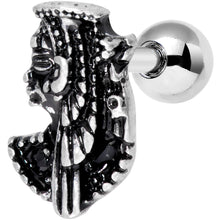 Load image into Gallery viewer, 16G 1/4 Black Gem Egypt Cleopatra Anubis Cartilage Tragus Earring
