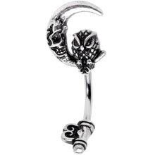 Load image into Gallery viewer, Owl Skull Key Mystic Moon Double Mount Belly Ring
