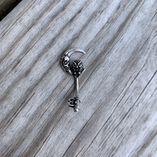 Load image into Gallery viewer, Owl Skull Key Mystic Moon Double Mount Belly Ring