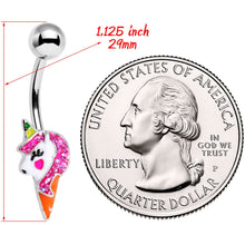 Load image into Gallery viewer, Pink Glitter Mane Unicorn Belly Ring