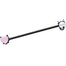 Load image into Gallery viewer, 14G Pink Gem Black Devil Heart Love Industrial Barbell 38mm