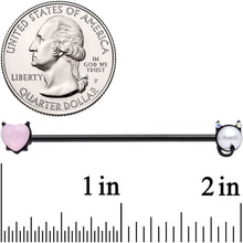 Load image into Gallery viewer, 14G Pink Gem Black Devil Heart Love Industrial Barbell 38mm