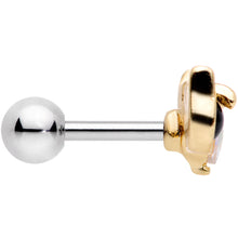 Load image into Gallery viewer, 16G 1/4 Black White CZ Gem Gold Tone Kitty Cat Luv Cartilage Tragus