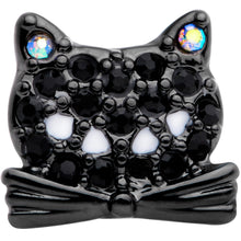 Load image into Gallery viewer, 16G 1/4 Black Aurora Gem Crafty Kitty Cat Cartilage Tragus Earring