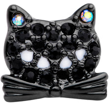 Load image into Gallery viewer, 16G 5/16 Black Aurora Gem Crafty Kitty Cat Labret Monroe Tragus
