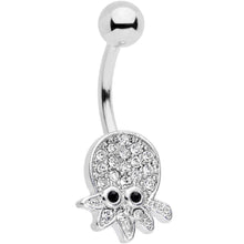 Load image into Gallery viewer, Clear Black Gem Nautical Octopus Belly Ring