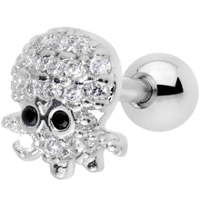 Load image into Gallery viewer, 16G 1/4 Clear Black CZ Gem Nautical Octopus Cartilage Tragus