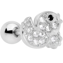 Load image into Gallery viewer, 16G 1/4 Clear Black CZ Gem Ducky Cartilage Tragus Earring