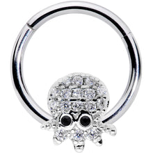 Load image into Gallery viewer, 16G 5/16 Clear Black CZ Gem Nautical Octopus Hinged Segment Ring