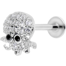 Load image into Gallery viewer, 16G 5/16 Clear Black CZ Gem Octopus Internally Threaded Labret