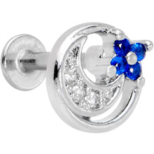 Load image into Gallery viewer, 16G 5/16 Clear Blue CZ Gem Moonflower Labret Monroe Tragus