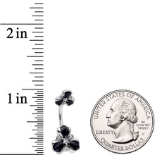 Load image into Gallery viewer, Clear Black Gem Abstract Flower Double Mount Belly Ring