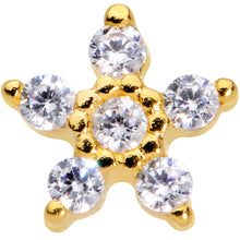 Load image into Gallery viewer, 18G 7mm Clear CZ Gem Gold Tone Tiny Flower L Shaped Nose Ring