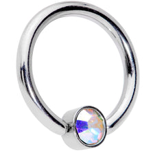 Load image into Gallery viewer, 14G 3/8 Aurora Gem 4mm Disc BCR Captive Bead Ring
