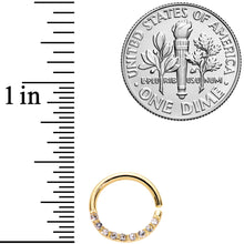 Load image into Gallery viewer, 16G 5/16 Clear Gem Gold Tone Simple Elegance Seamless Circular Ring