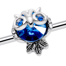 Load image into Gallery viewer, 14G Clear Blue Gem Wide Eyed Owl Industrial Barbell 38mm