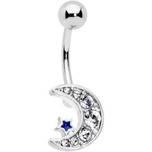 Load image into Gallery viewer, Clear CZ Gem Gold Tone Moon Belly Ring Set of 4