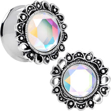 Load image into Gallery viewer, Aurora Gem Filigree Flower Double Flare Plug Set 2G to 1 Inch