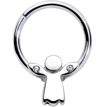Load image into Gallery viewer, 16G 3/8 Clear Gem Tiny Angel Hinged Segment Ring