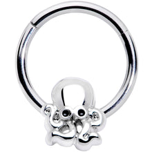 Load image into Gallery viewer, 16G 3/8 Black Gem Nautical Octopus Hinged Segment Ring