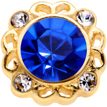 Load image into Gallery viewer, 18G 5/16 Clear Blue Gem Gold Tone Regal L Shaped Nose Ring