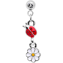 Load image into Gallery viewer, 16G 1/4 Clear Gem Ladybug Dangle Cartilage Tragus