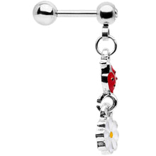 Load image into Gallery viewer, 16G 1/4 Clear Gem Ladybug Dangle Cartilage Tragus