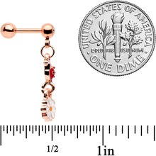 Load image into Gallery viewer, 16G 1/4 Clear Gem Rose Gold Tone Ladybug Dangle Cartilage Tragus