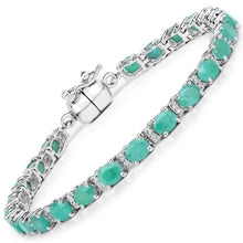 Load image into Gallery viewer, 6.96 Carat Genuine Emerald and White Topaz .925 Sterling Silver Bracelet
