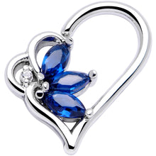 Load image into Gallery viewer, 16G 3/8 Blue Gem Half Heart Right Ear Closure Ring