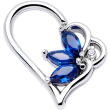 Load image into Gallery viewer, 16G 3/8 Blue Gem Half Heart Left Ear Closure Ring