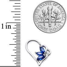 Load image into Gallery viewer, 16G 3/8 Blue Gem Half Heart Left Ear Closure Ring