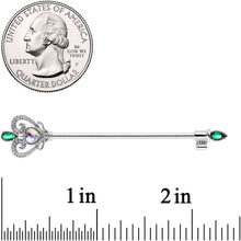 Load image into Gallery viewer, 14G Green Aurora Gem Queens Key Industrial Barbell 38mm