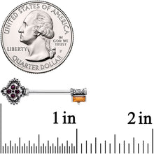 Load image into Gallery viewer, 14G 9/16 Red Brown Gem Kings Key Barbell Nipple Ring Set