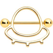 Load image into Gallery viewer, 14G 9/16 Gold Tone Outer Space UFO Nipple Shield Set
