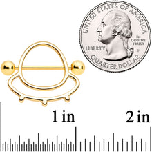 Load image into Gallery viewer, 14G 9/16 Gold Tone Outer Space UFO Nipple Shield Set
