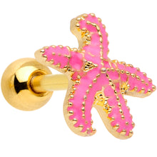 Load image into Gallery viewer, 16G 1/4 Gold Tone Pink Nautical Starfish Beach Cartilage Tragus