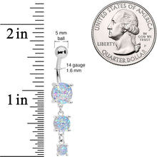 Load image into Gallery viewer, White Gem Triple Drop Dangle Belly Ring