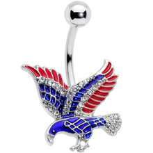 Load image into Gallery viewer, Clear Gem Red Blue Patriotic USA Eagle Belly Ring