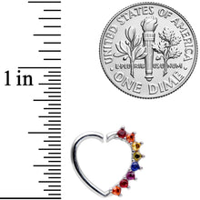 Load image into Gallery viewer, 16G 5/16 Rainbow Gem Pride Heart Left Ear Closure Ring