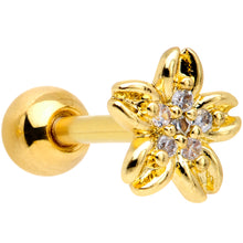 Load image into Gallery viewer, 16G 1/4 Clear Gem Center Gold Tone Flower Cartilage Tragus