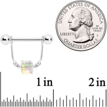 Load image into Gallery viewer, 14G 5/8 Clear Gem Cube Dangle Nipple Ring Set