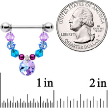 Load image into Gallery viewer, 14G 5/8 Blue Purple Gem Disc Nipple Ring Set