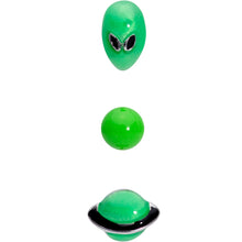 Load image into Gallery viewer, 16G 1/4 Green Glow UFO Space Alien Cartilage Tragus Set of 3