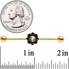 Load image into Gallery viewer, 14G Clear Gem Gold Tone Flower Industrial Barbell 38mm