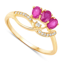 Load image into Gallery viewer, 0.71 Carat Genuine Ruby and White Diamond 14K Yellow Gold Ring