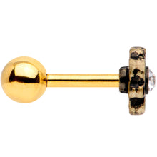 Load image into Gallery viewer, 16G 1/4 Clear Gem Gold Tone Flower Emblem Tragus Cartilage Earring